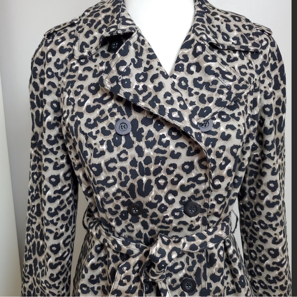 I.N.C. Leopard Print Ruffled Trench Coat - image 2